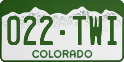 CO license plate 022TWI