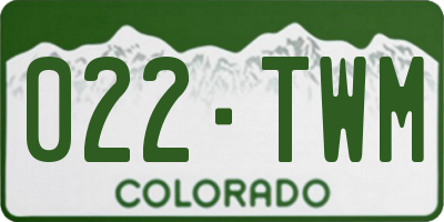 CO license plate 022TWM