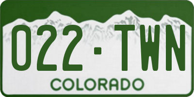 CO license plate 022TWN