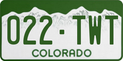 CO license plate 022TWT