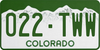CO license plate 022TWW
