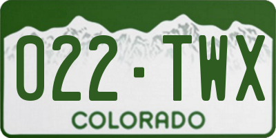 CO license plate 022TWX