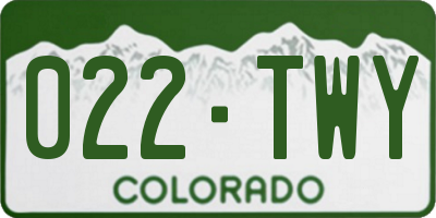 CO license plate 022TWY