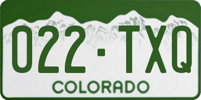CO license plate 022TXQ