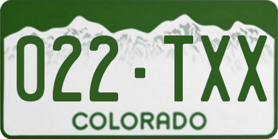 CO license plate 022TXX