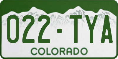 CO license plate 022TYA