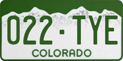 CO license plate 022TYE