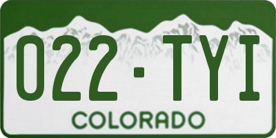 CO license plate 022TYI
