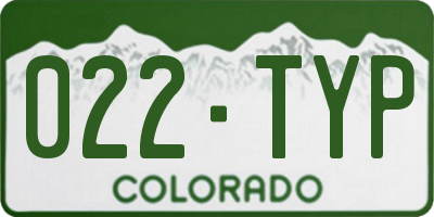 CO license plate 022TYP