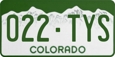 CO license plate 022TYS
