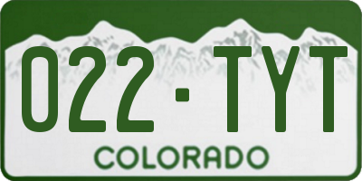 CO license plate 022TYT