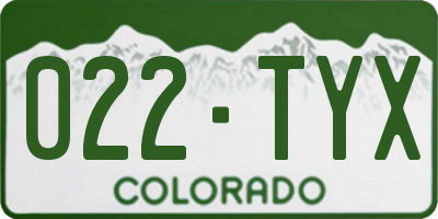 CO license plate 022TYX