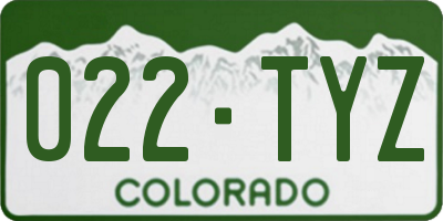 CO license plate 022TYZ