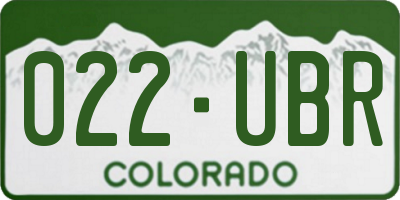 CO license plate 022UBR