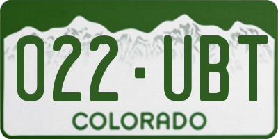 CO license plate 022UBT
