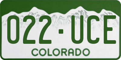 CO license plate 022UCE
