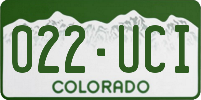 CO license plate 022UCI