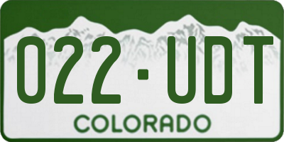 CO license plate 022UDT