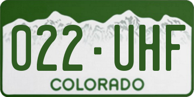 CO license plate 022UHF