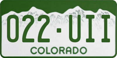 CO license plate 022UII