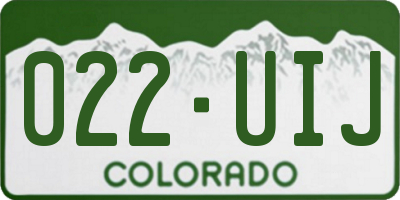 CO license plate 022UIJ