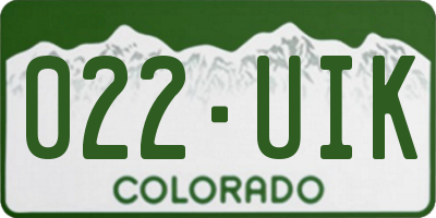 CO license plate 022UIK
