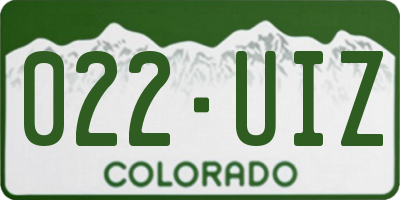 CO license plate 022UIZ