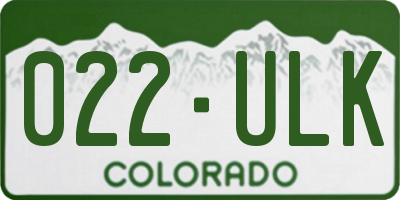 CO license plate 022ULK