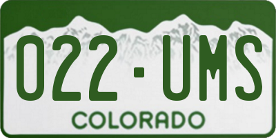 CO license plate 022UMS