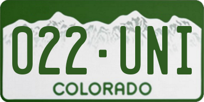 CO license plate 022UNI
