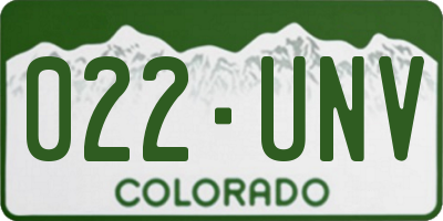 CO license plate 022UNV