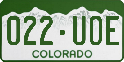 CO license plate 022UOE