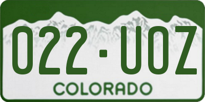 CO license plate 022UOZ