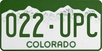 CO license plate 022UPC