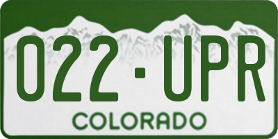 CO license plate 022UPR
