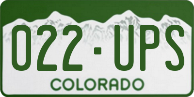 CO license plate 022UPS