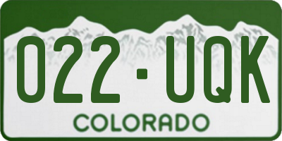 CO license plate 022UQK