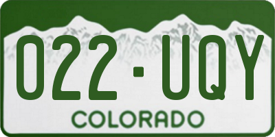CO license plate 022UQY