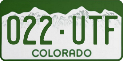 CO license plate 022UTF