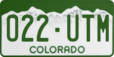 CO license plate 022UTM