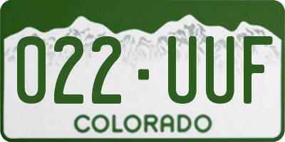 CO license plate 022UUF