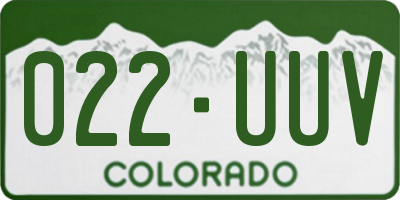 CO license plate 022UUV