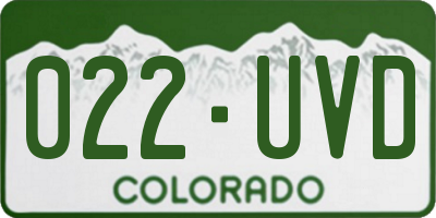CO license plate 022UVD