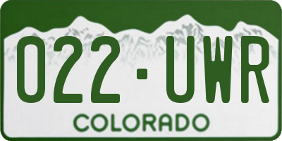 CO license plate 022UWR