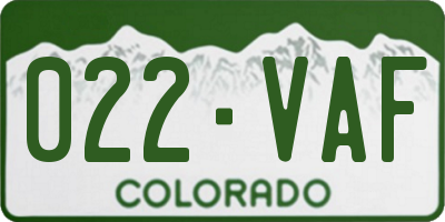 CO license plate 022VAF