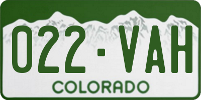 CO license plate 022VAH