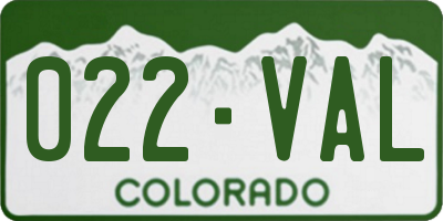 CO license plate 022VAL