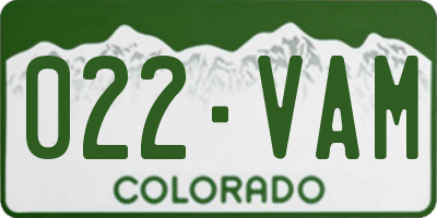 CO license plate 022VAM