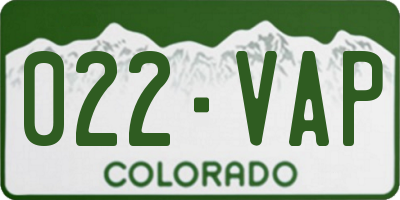 CO license plate 022VAP