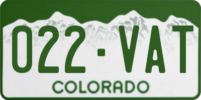 CO license plate 022VAT